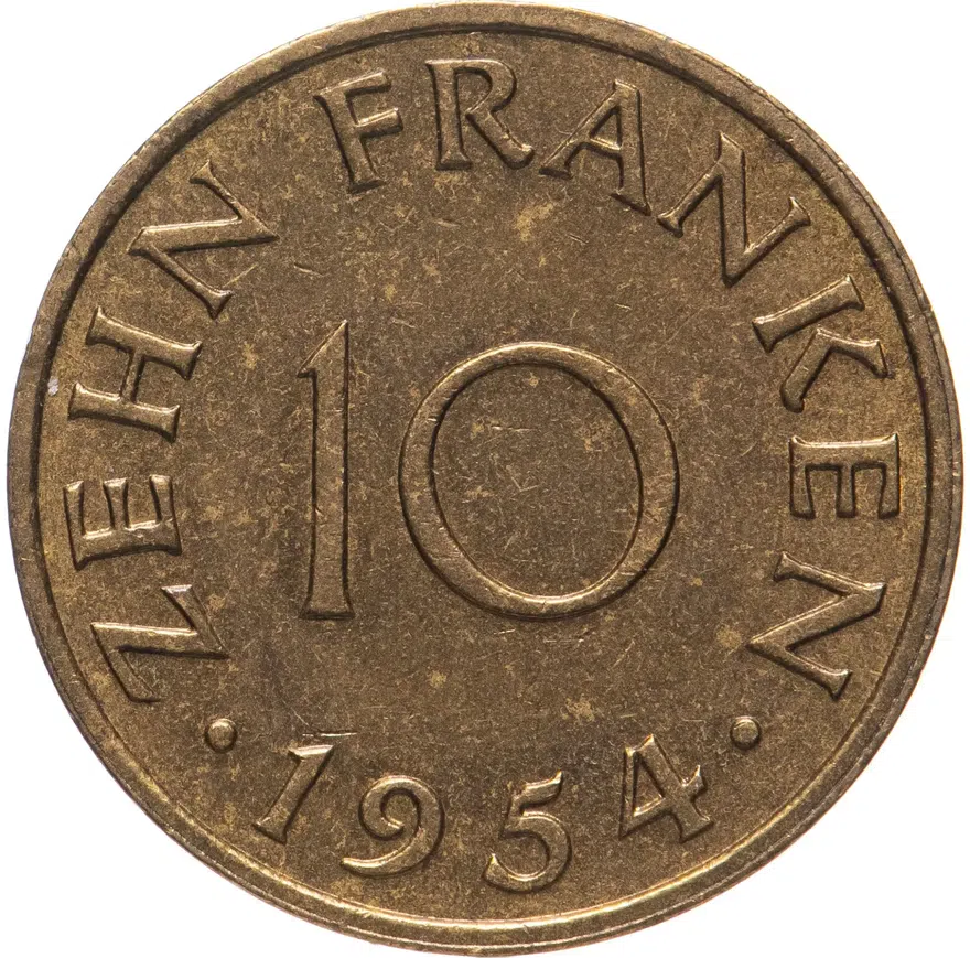 Саар 10 франков (francs) 1954
