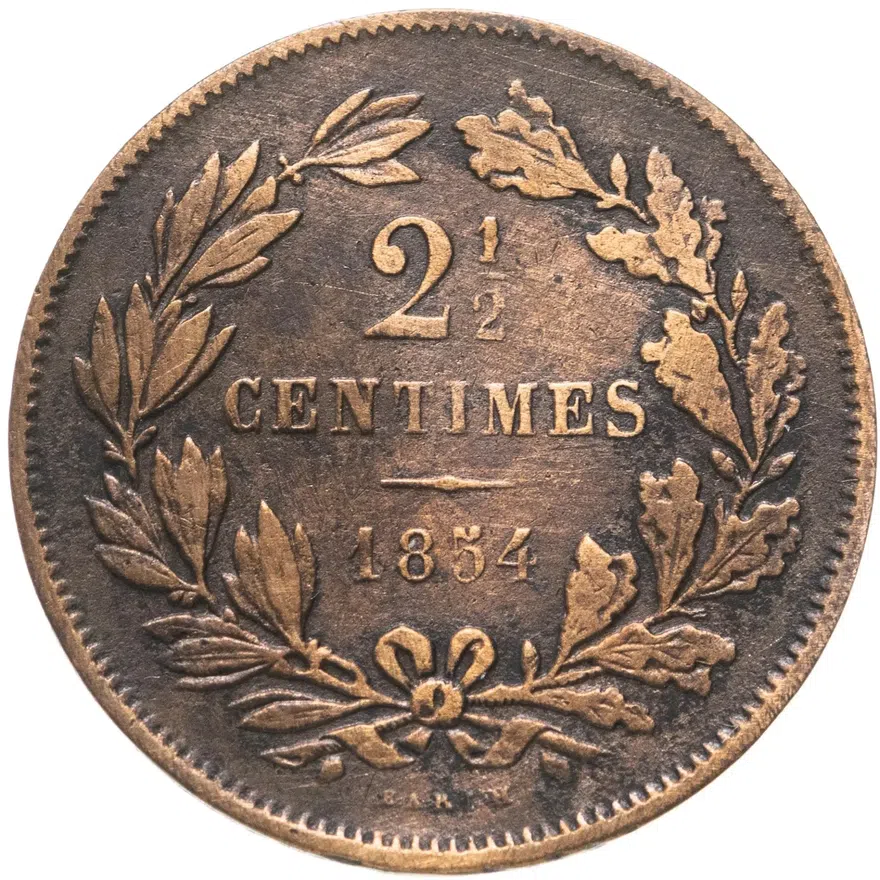 Люксембург 2 1/2 сантима (centimes) 1854