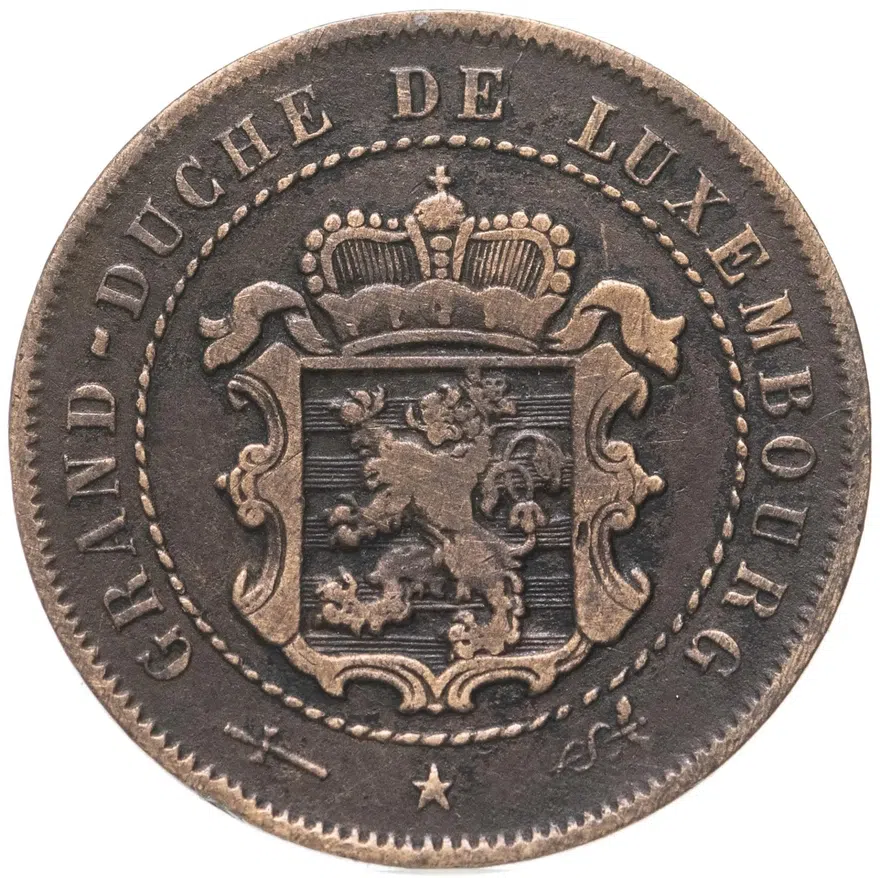 Люксембург 2 1/2 сантима (centimes) 1854, реверс