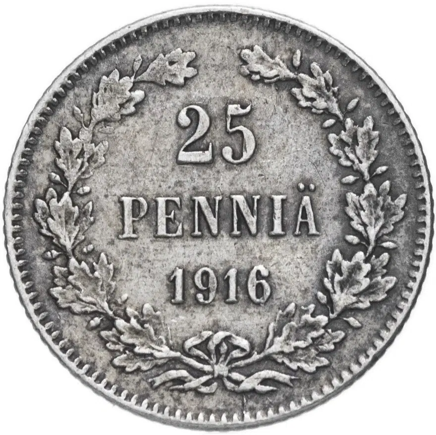 25 пенни (pennia) 1916     Финляндия