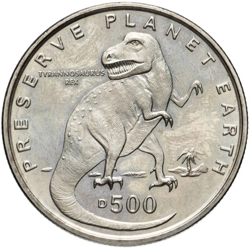 Босния и Герцеговина 500 динаров (dinara) 1993   "Заповедник планета Земля - Динозавр Тираннозавр рекс"
