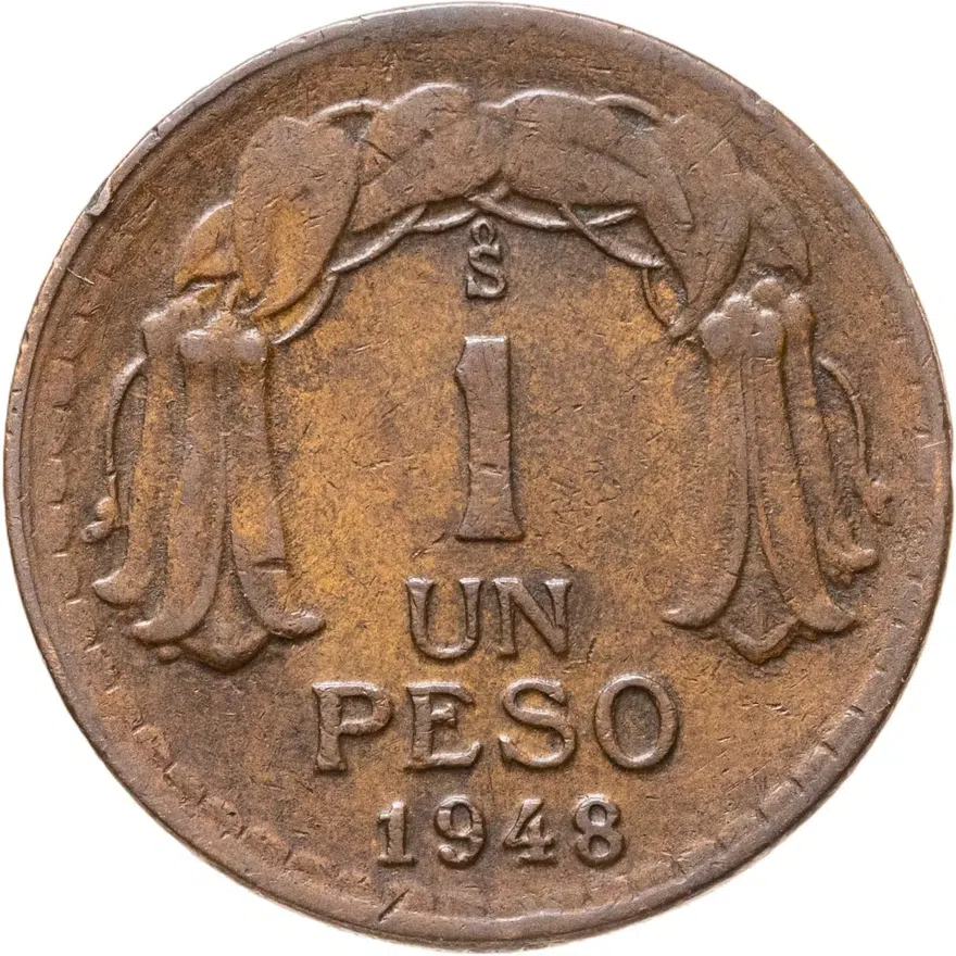 Чили 1 песо (peso) 1948, реверс