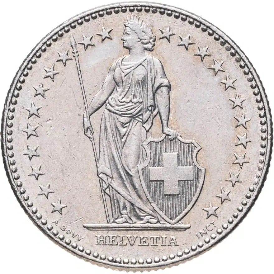 Швейцария 2 франка (francs) 1989, реверс