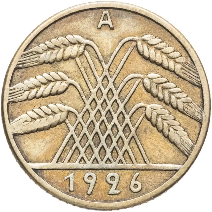 Германия 10 рейхспфеннигов (reichspfennig) 1926 A  знак монетного двора "A" — Берлин, реверс