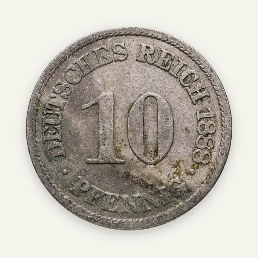 Германия 10 рейх пфеннигов 1888 "А", аверс