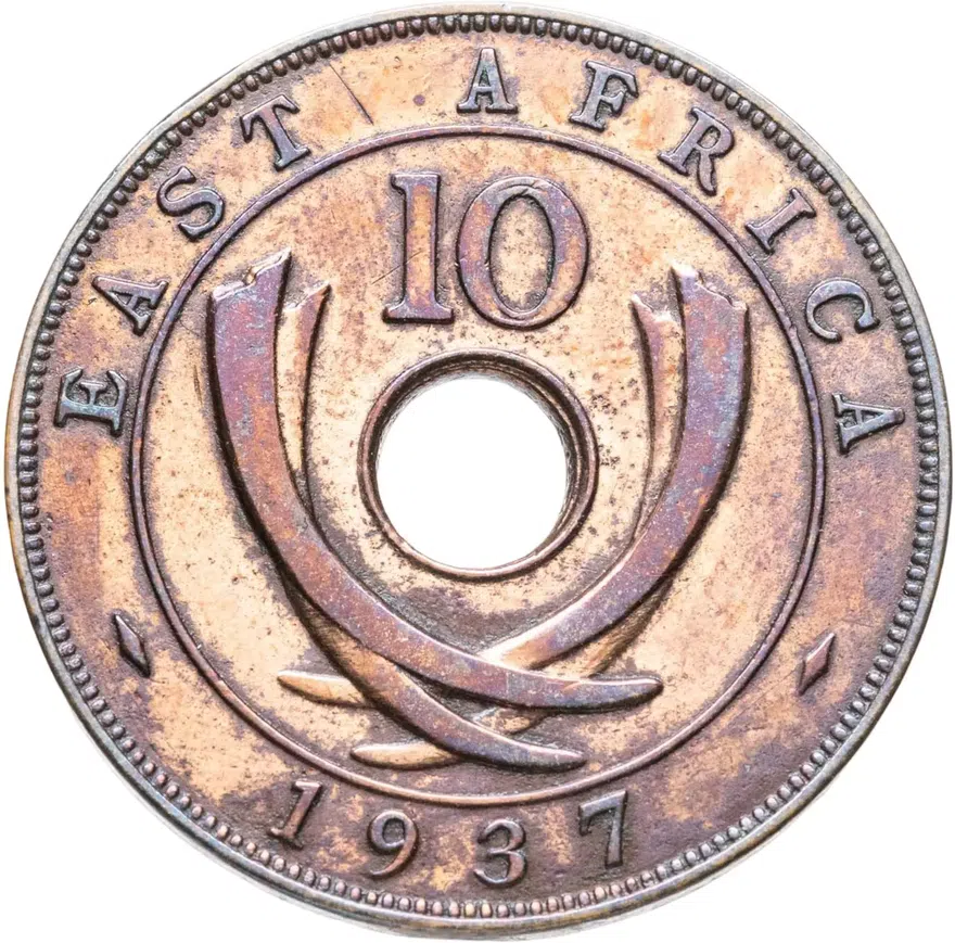 Британская Восточная Африка 10 центов (cents) 1937   без обозначения монетного двора, аверс