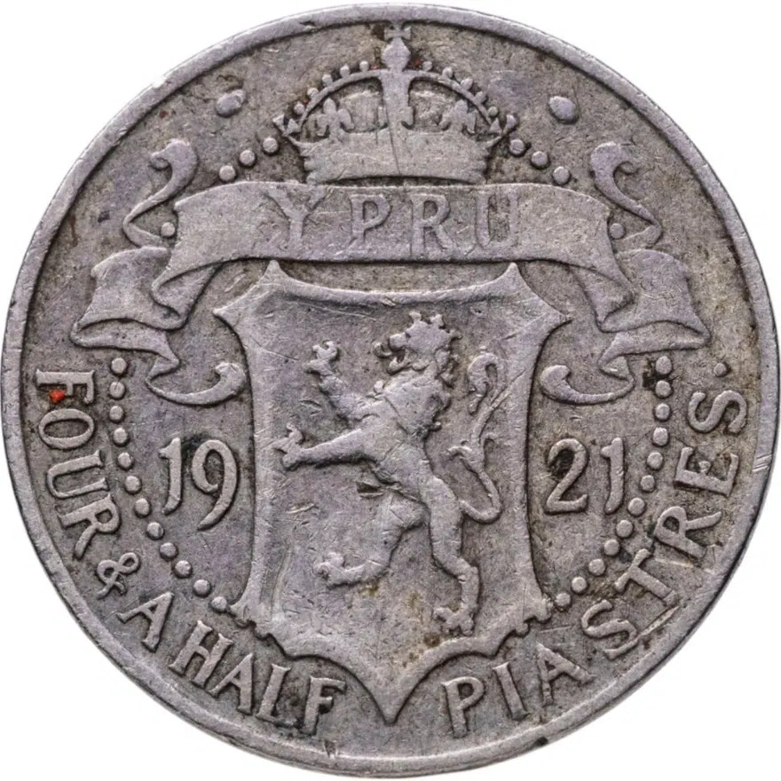 Кипр (Британский протекторат) 4 1/2 пиастра (piastres) 1921