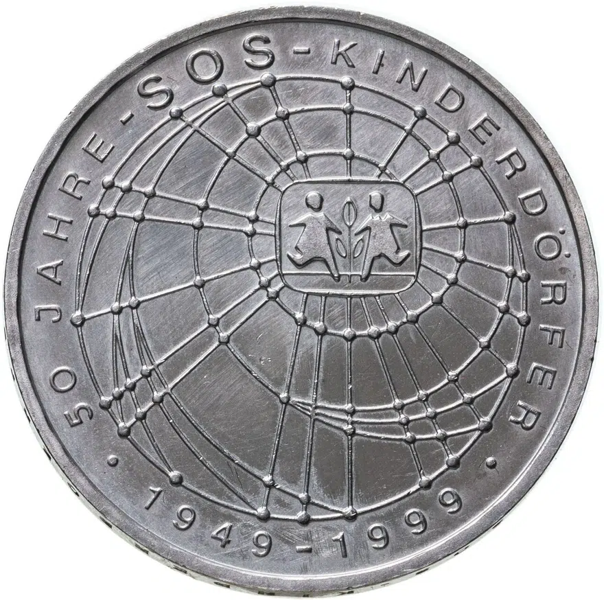 Германия 10 марок 1999 "50 лет благотворительной организации SOS-Kinderdorfer" (J), реверс