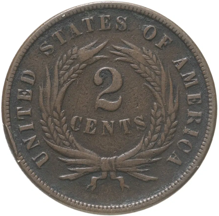 США 2 цента (cents) 1868  Union Shield, аверс