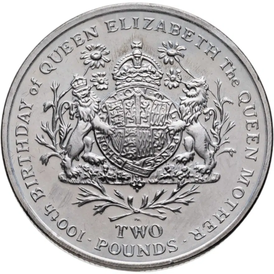 Южная Георгия и Сандвичевы острова 2 фунта (pounds) 2000 "100 лет со дня рождения Королевы-Матери"