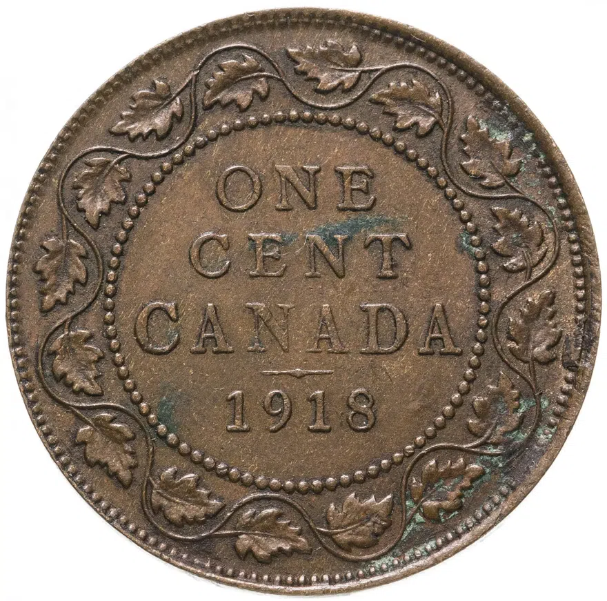 Канада 1 цент (cent) 1918, аверс