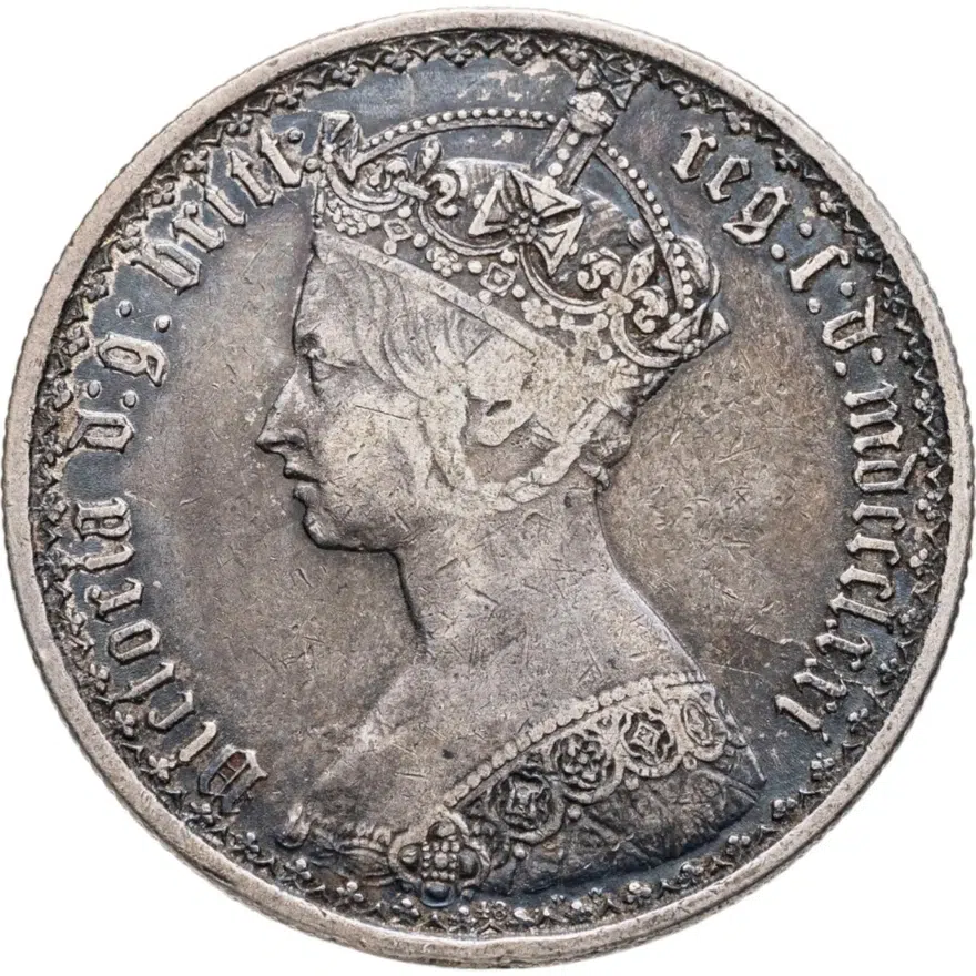 Великобритания 2 шиллинга (флорин, shillings) 1871 (т.н. "готический"), аверс