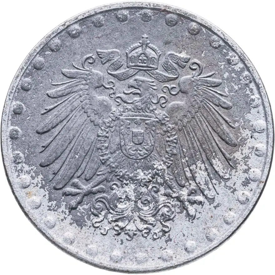 Германия 10 пфеннигов (pfennig) 1922 J Железо /магнетик/ знак монетного двора: "J" - Гамбург, реверс