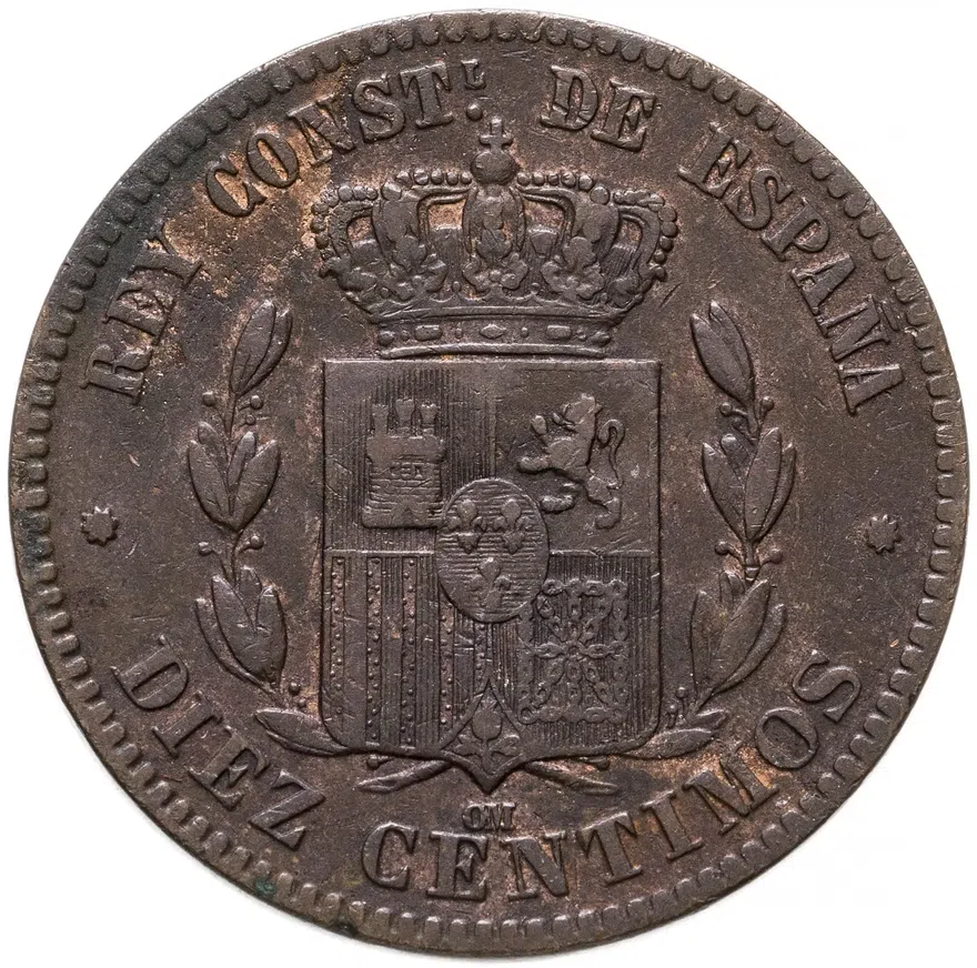 Испания 10 сентимо 1877