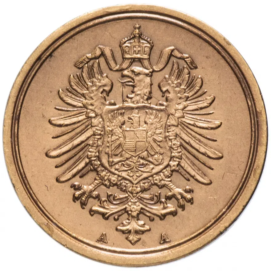 Германия 1 пфенниг (pfennig) 1875 "A", реверс