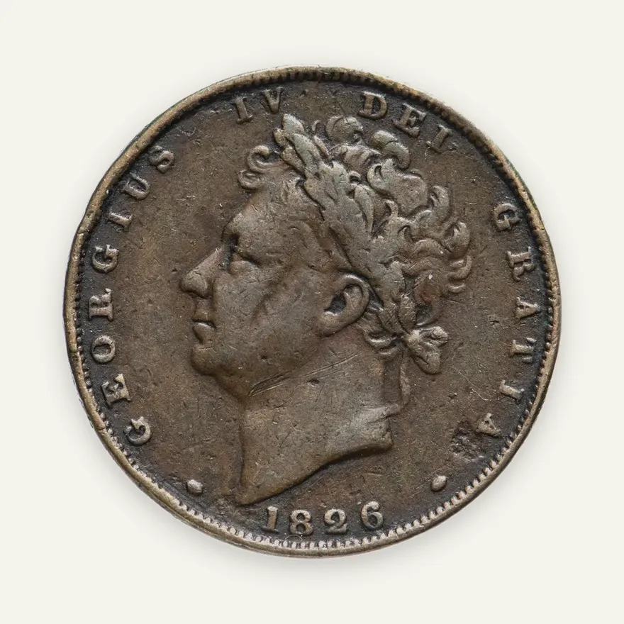 Великобритания 1 фартинг 1826, аверс