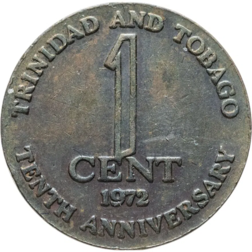 Тринидад и Тобаго 1 цент (cent) 1972 "10 лет независимости", аверс