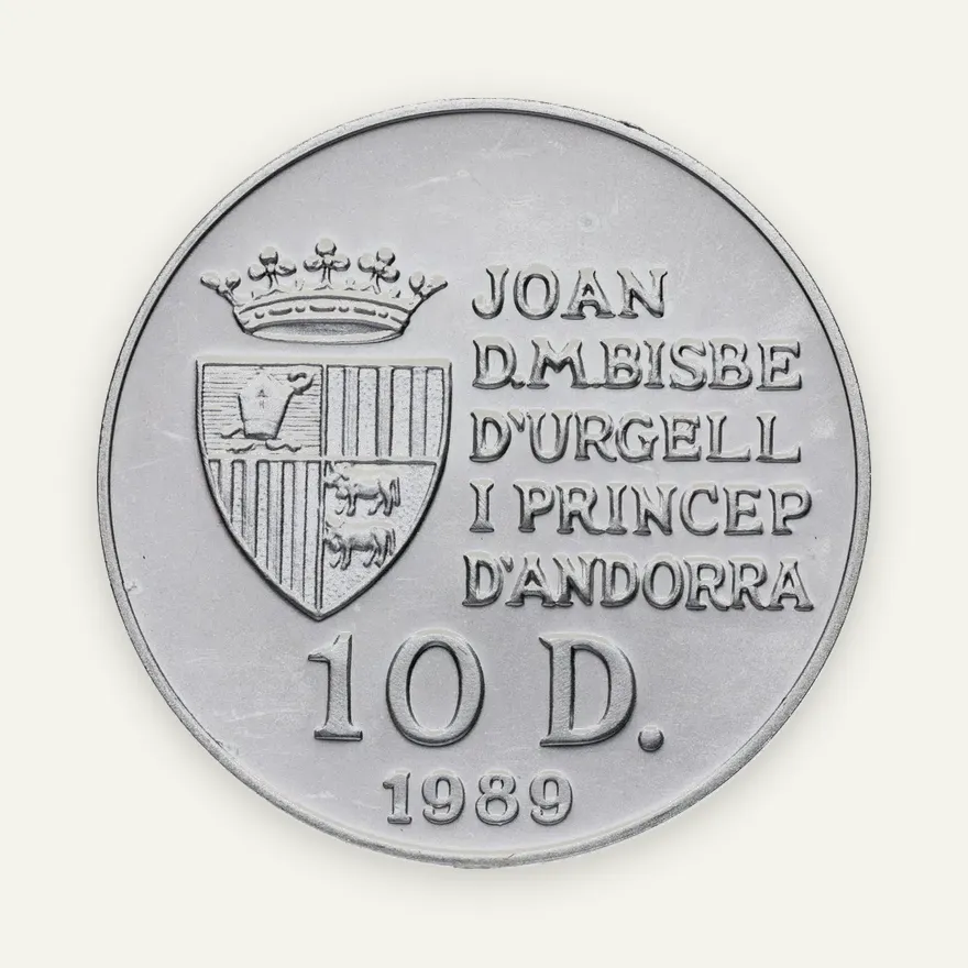 Андорра 10 динеров (diners) 1989 "Чемпионат мира по футболу 1990 /карта Италии"