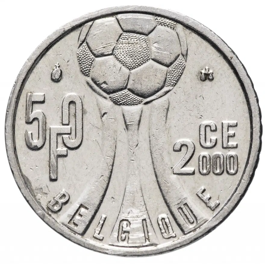 Бельгия 50 франков (francs) 2000 "Чемпионат Европы по футболу", "BELGIQUE"