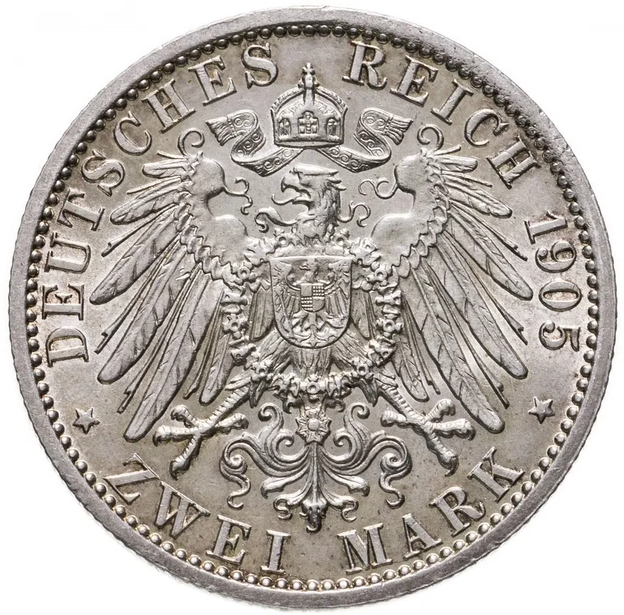 Германия (Империя) 2 марки (mark) 1905, реверс
