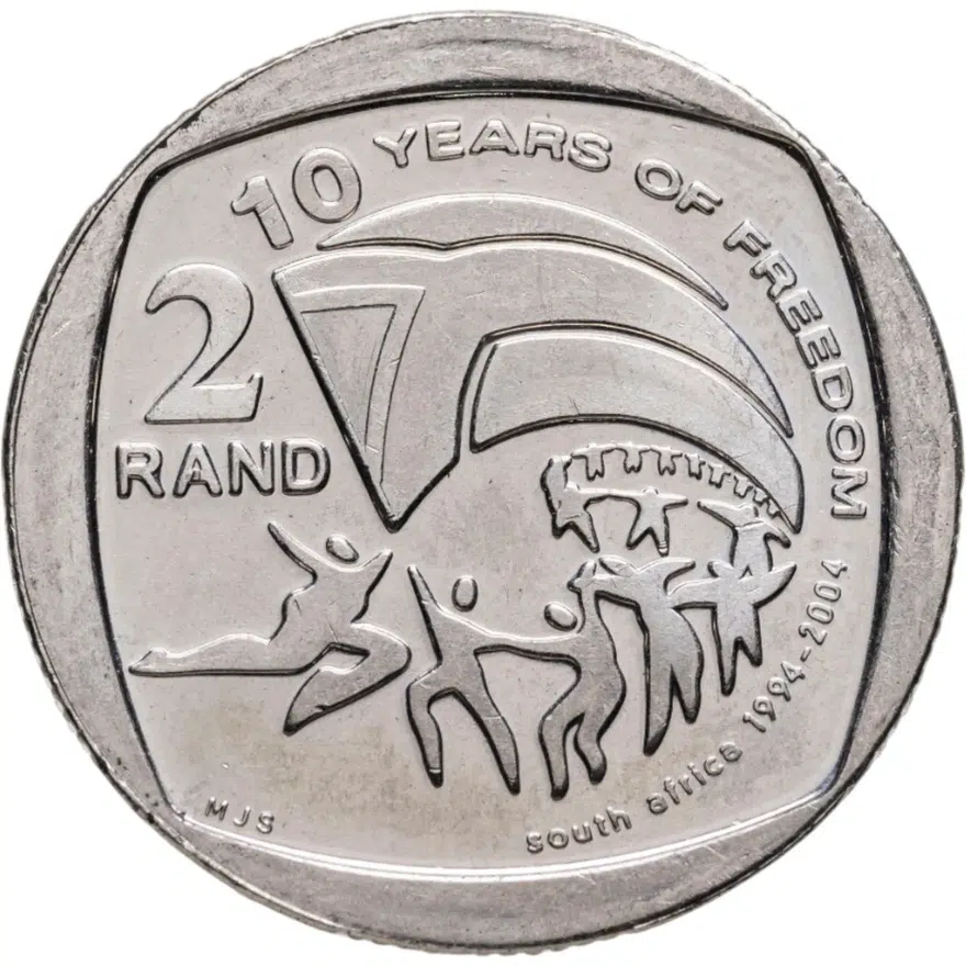 ЮАР 2 ранда (рэнда, rand) 2004  10 лет первым всеобщим выборам