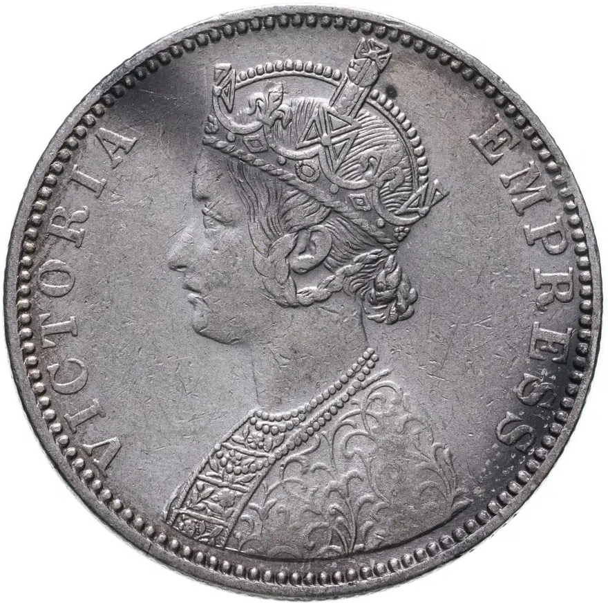 Индия (Британская) 1 рупия (rupee) 1892 B  знак монетного двора: "B" - Бомбей, реверс