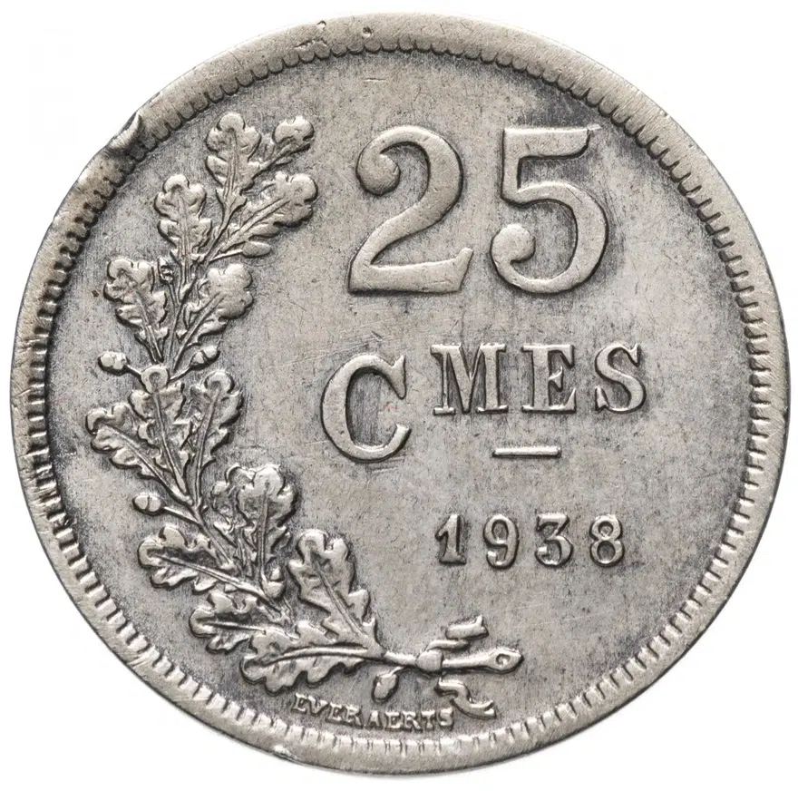 Люксембург 25 сантимов (centimes) 1938