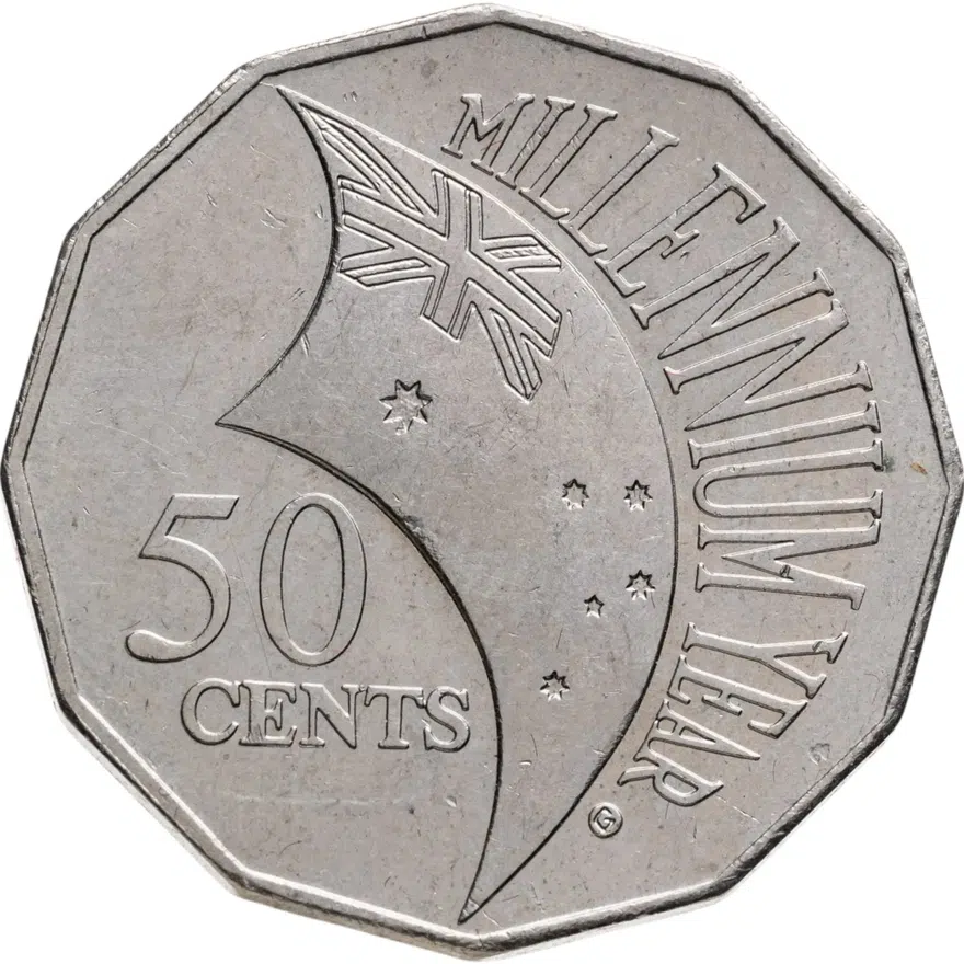 Австралия 50 центов (cents) 2000  Смена тысячелетия - 2000 год