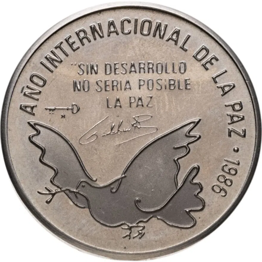 Куба 1 песо (peso) 1986  Международный год мира
