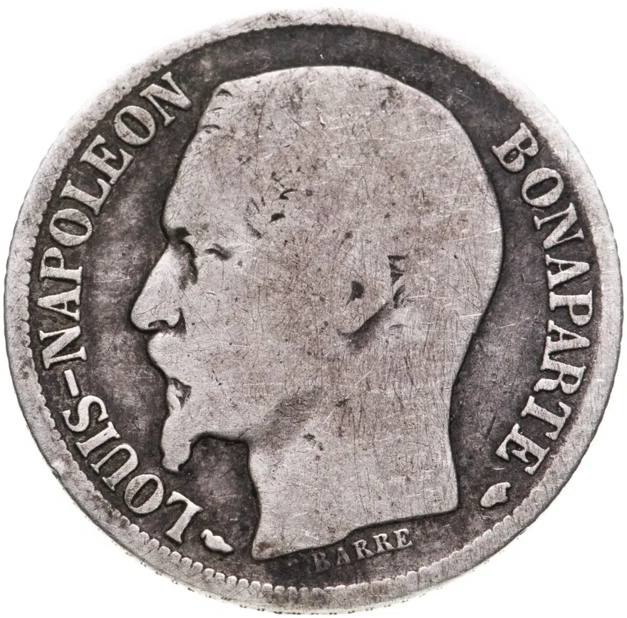 Франция 1 франк (franc) 1852, реверс