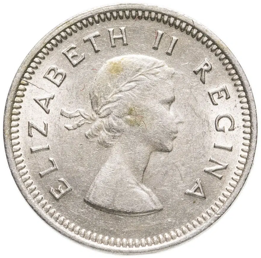 ЮАР 3 пенса (pence) 1959   С инициалами "KG" на реверсе, реверс