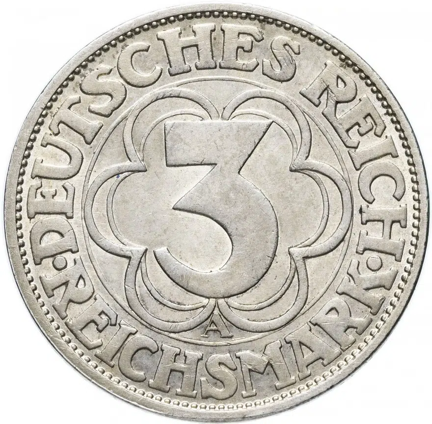 Германия (Веймарская республика) 3 рейхсмарки (reichsmark) 1927 "1000 лет Нордхаузену", реверс
