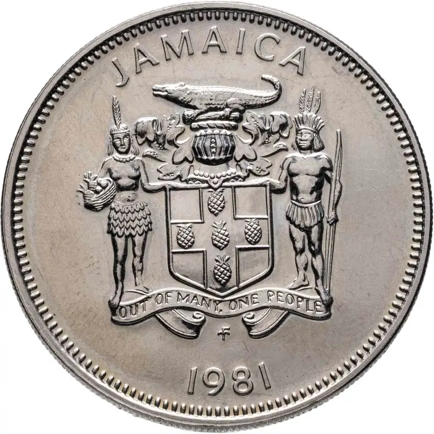 Ямайка 20 центов (cents) 1981 FM ФАО - FORESTRY FOR DEVELOPMENT знак монетного двора "FM" — The Franklin Mint, реверс