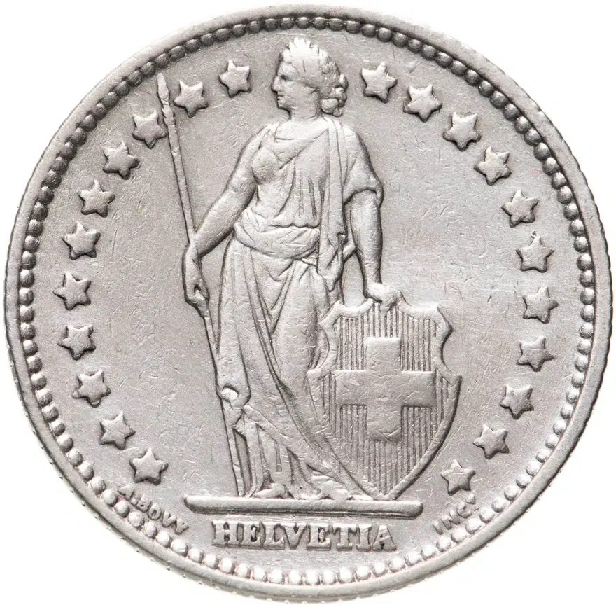 Швейцария 1 франк (franc) 1936, аверс
