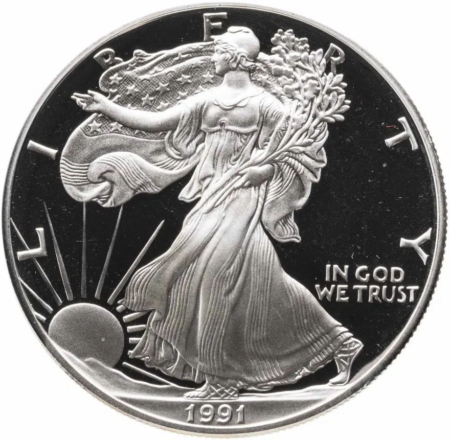 США 1 доллар 1991 Proof Шагающая свобода, знак монетного двора"S" - Сан-Франциско