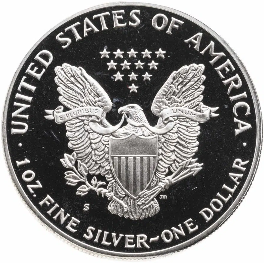 США 1 доллар 1991 Proof Шагающая свобода, знак монетного двора"S" - Сан-Франциско, реверс