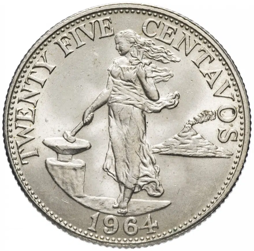 Филиппины 25 сентаво (centavos) 1964, реверс