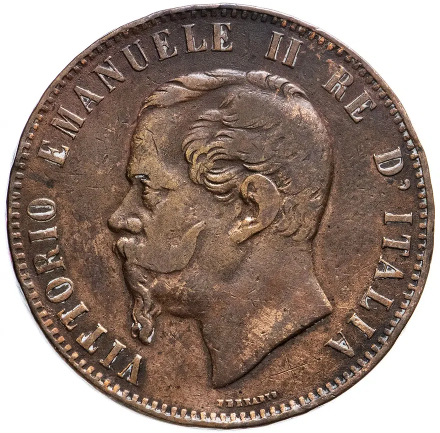 Италия 10 чентезимо 1867 .OM