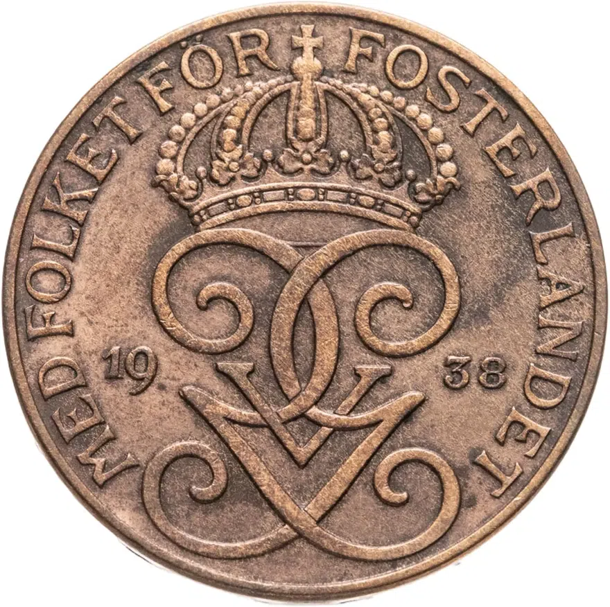Швеция 5 эре (ore) 1938, аверс