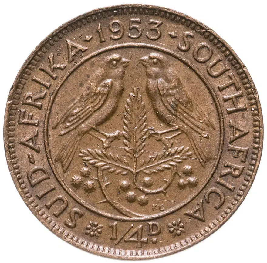 ЮАР 1/4 пенни (penny) 1953, аверс