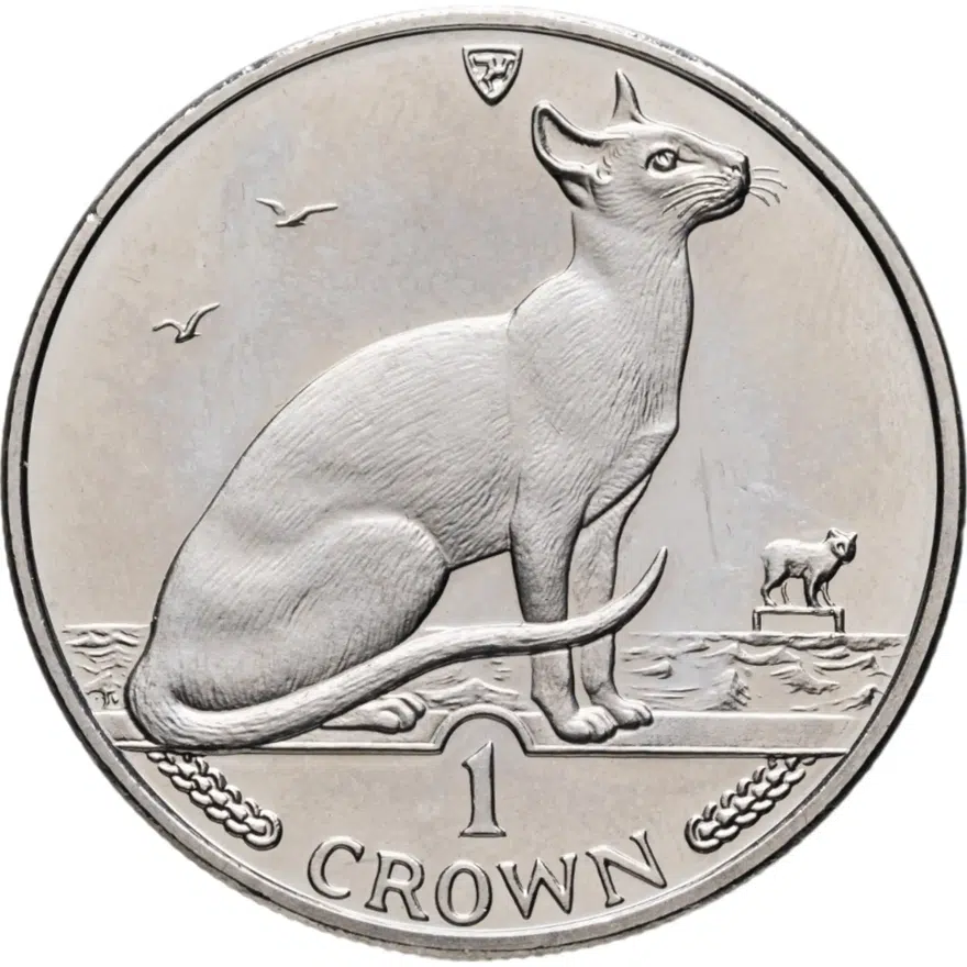 Остров Мэн 1 крона (crown) 1992 "Кошки - Сиамская кошка", аверс