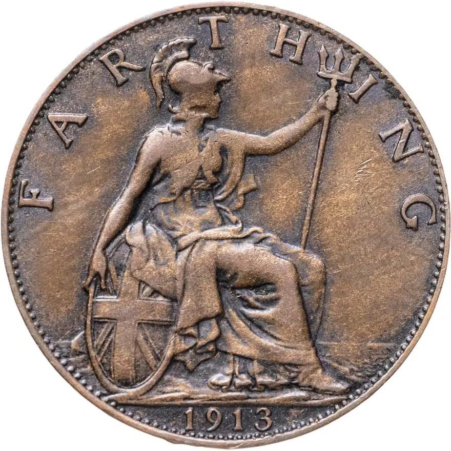 Великобритания 1 фартинг (farthing) 1913, аверс