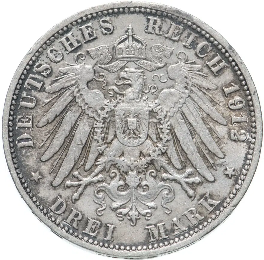 Германская империя (Вюртемберг) 3 марки 1912, реверс