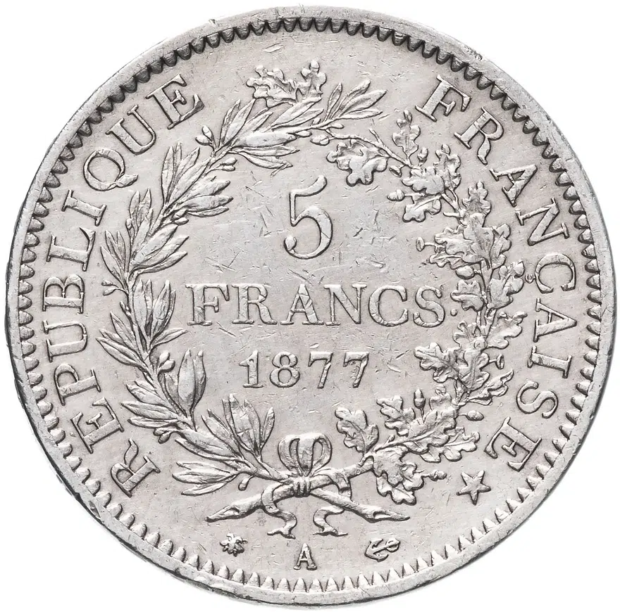 Франция 5 франков 1877