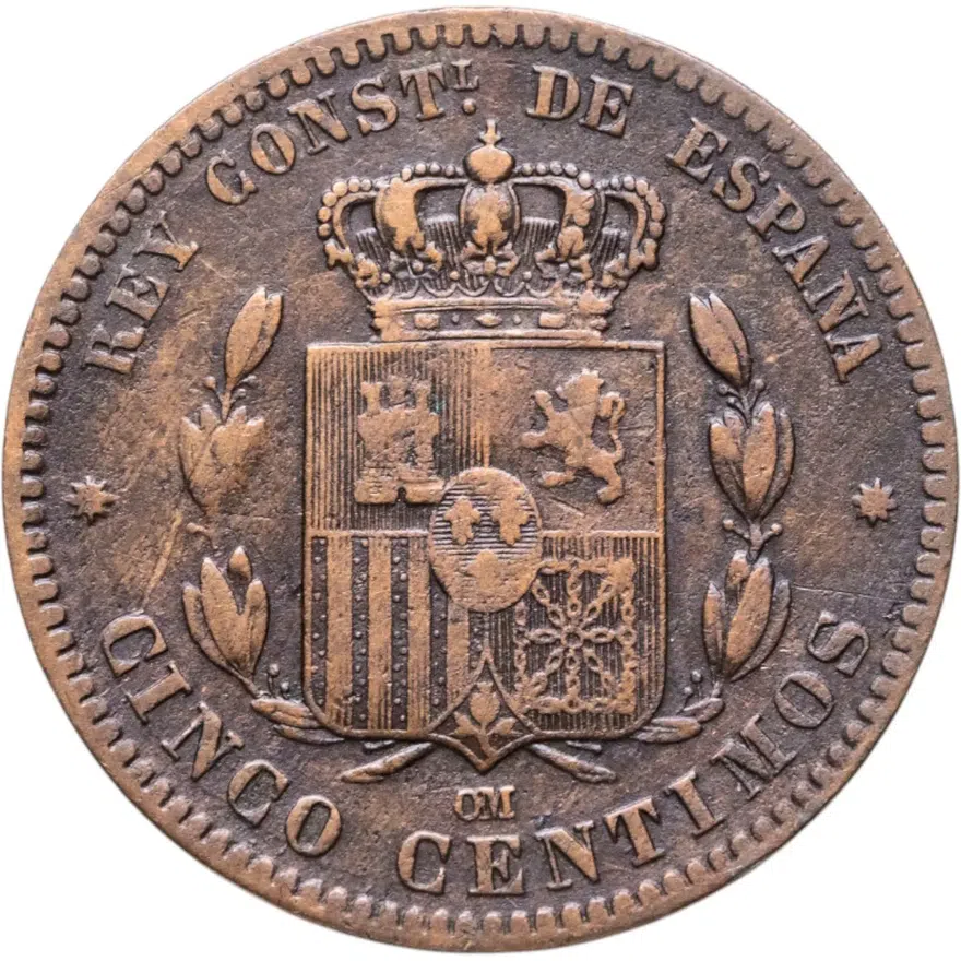 Испания 5 сентимо (centimos) 1879