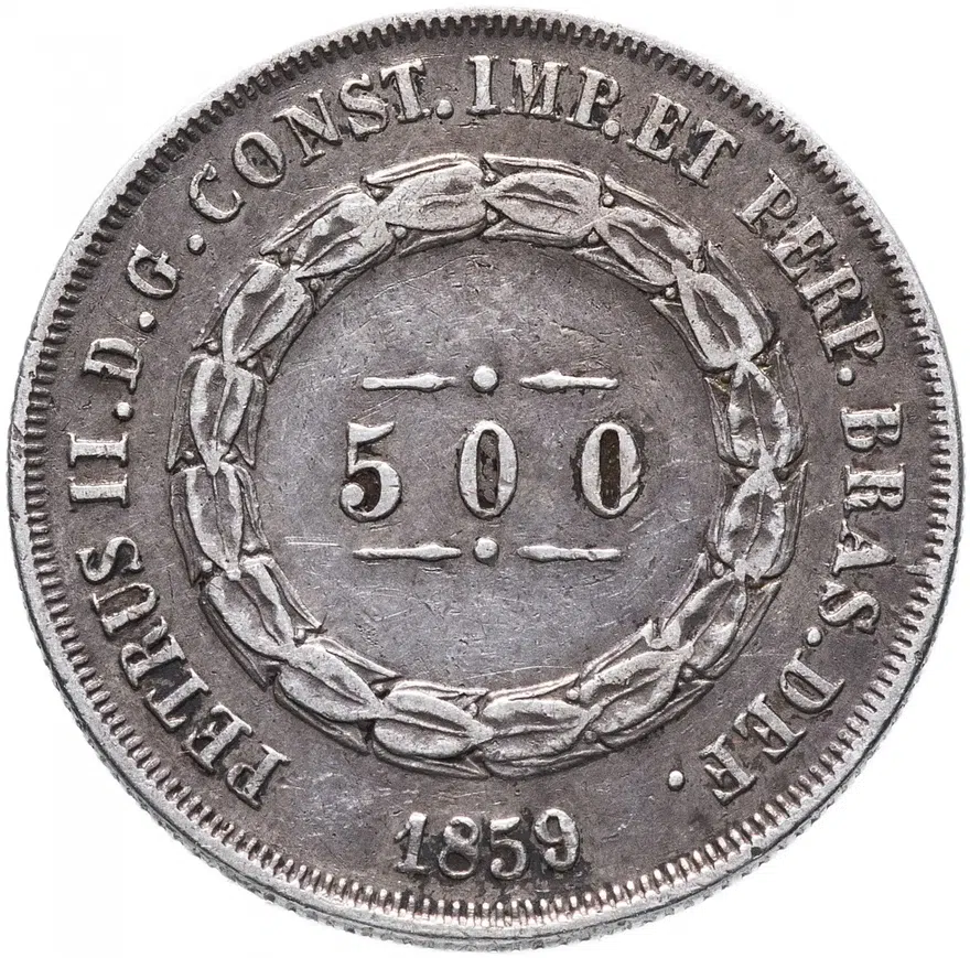 Бразилия 500 рейс (reis) 1859, реверс
