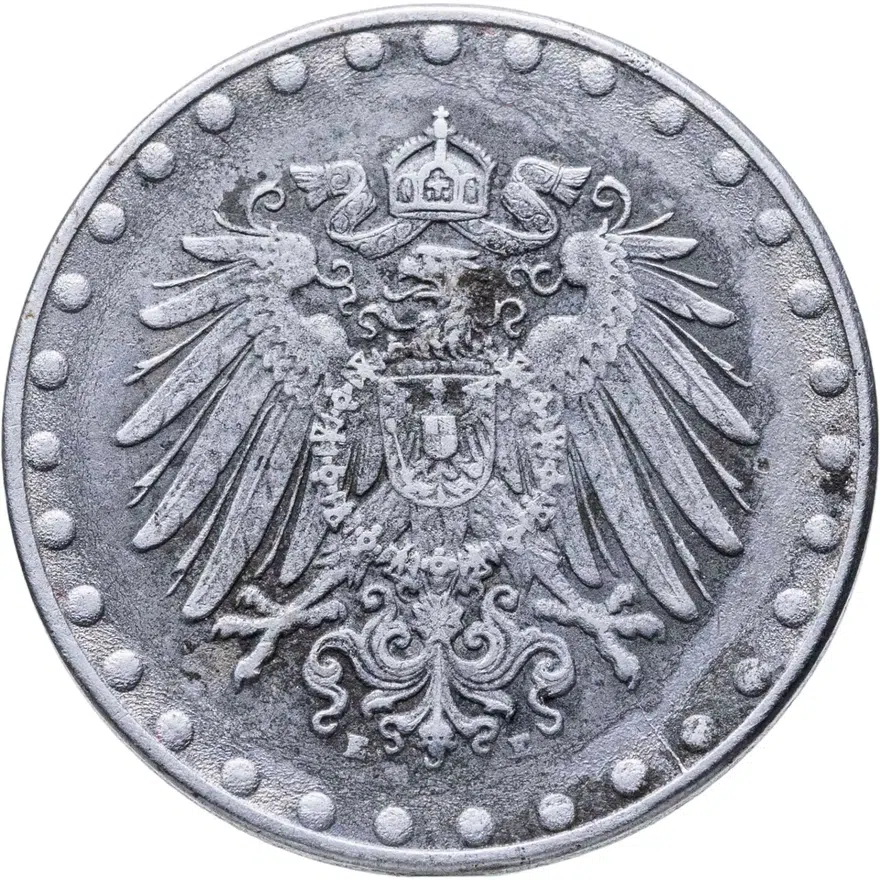 Германия 10 пфеннигов (pfennig) 1917 E Железо /магнетик/ знак монетного двора: "E" - Мульденхюттен, реверс