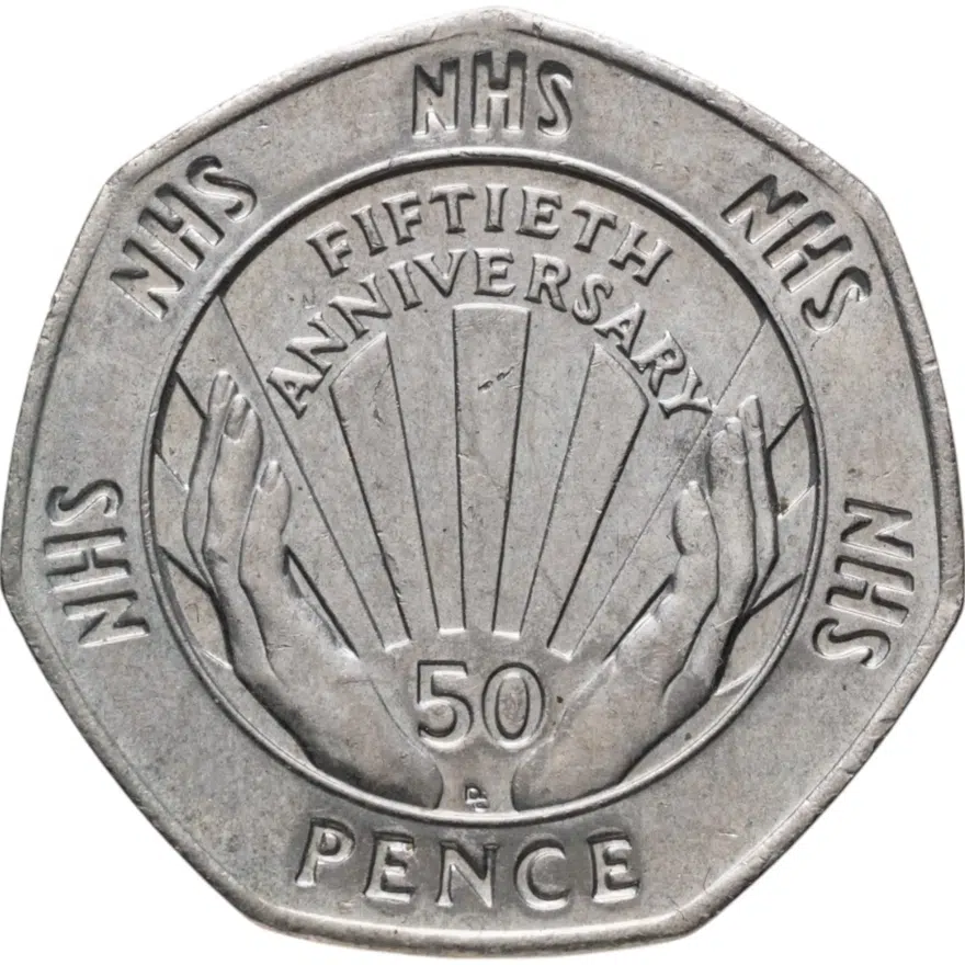 Великобритания 50 пенсов (pence) 1998 "50 лет национальной службе здравоохранения"