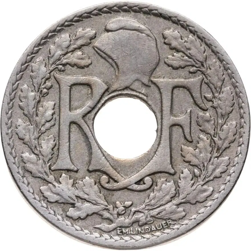 Франция 10 сантимов (centimes) 1925, реверс
