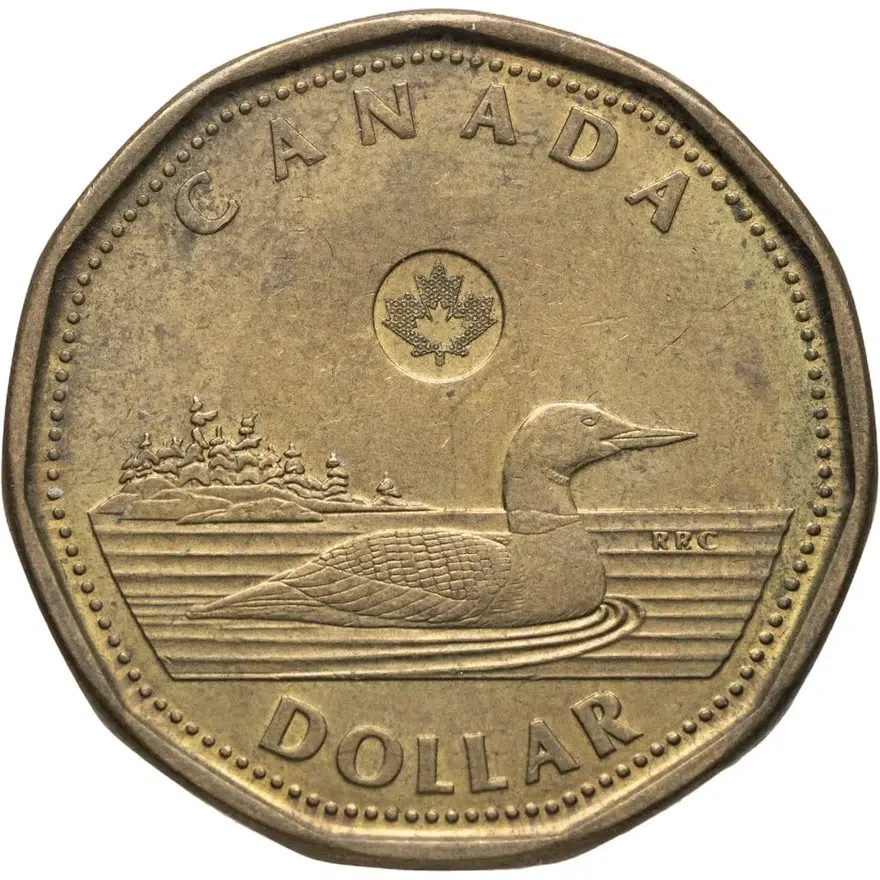 Канада 1 доллар (dollar) 2012  Lucky Loonie (гагара Лаки Луни) дата под портретом, реверс